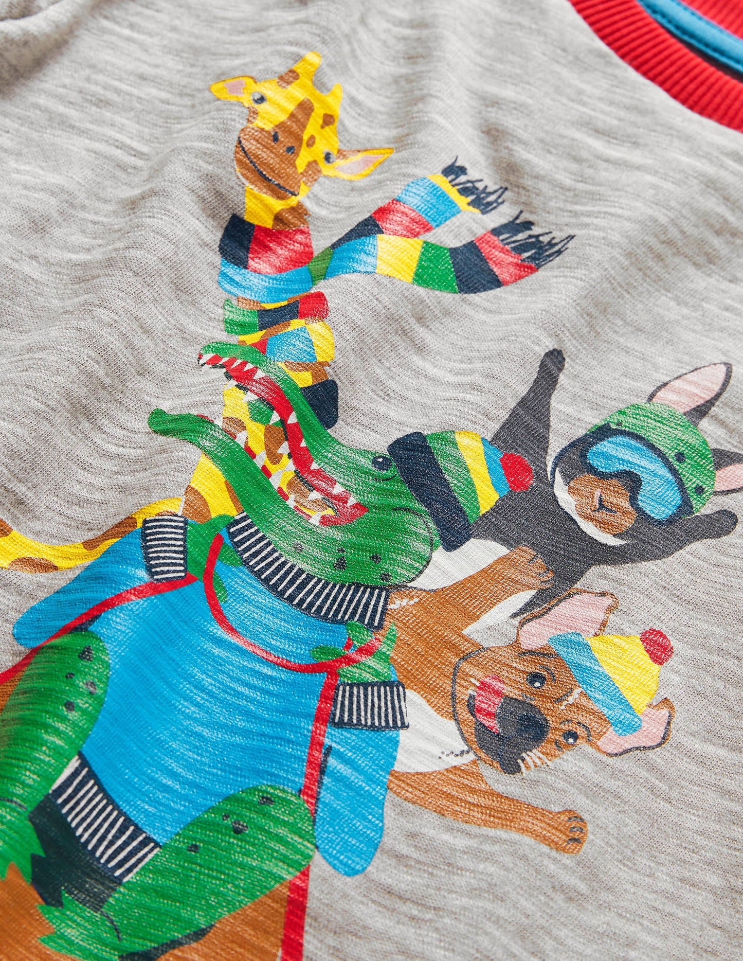 Animal Snow Sports T-shirt-Grey Marl Sledge Animals