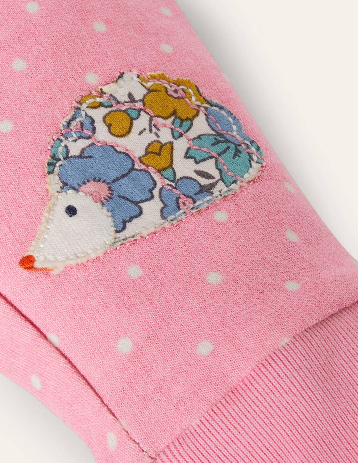 Appliqué Knee Jersey Bottoms-Formica Pink Hedgehogs