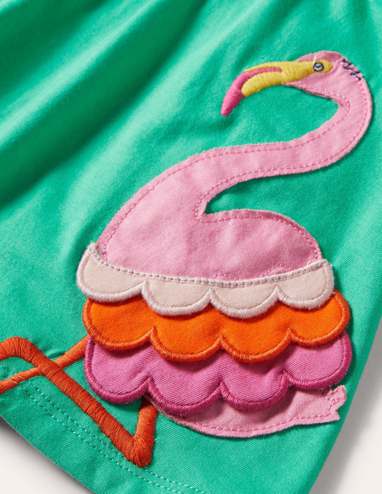 Applique Jersey Skort-Tropical Green Flamingo