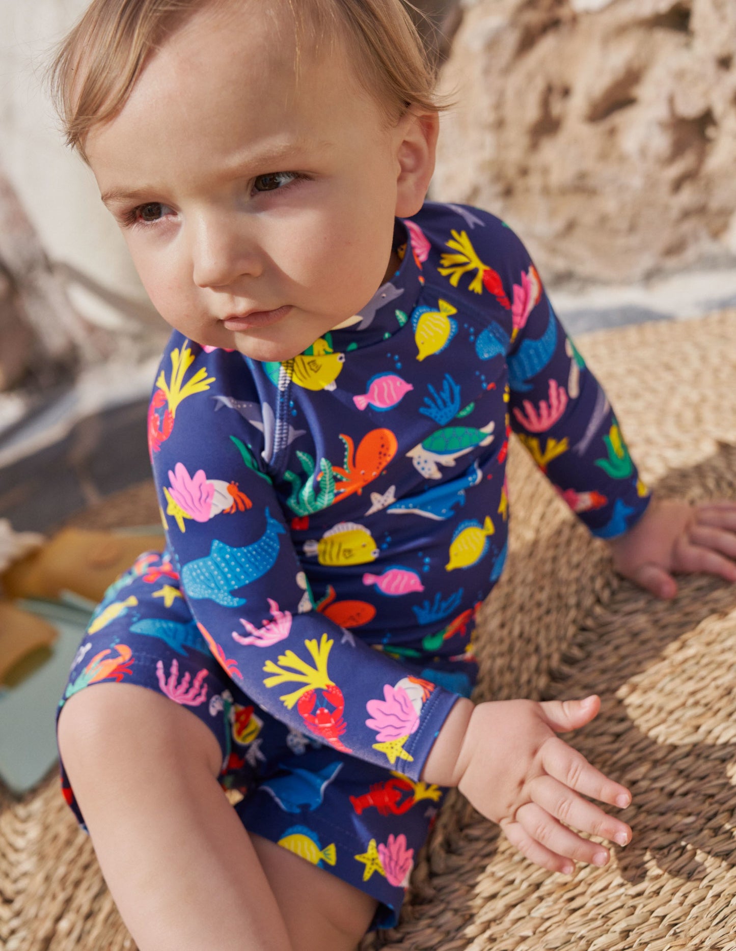 Appliqué Rash Guard-Starboard Blue Under The Sea