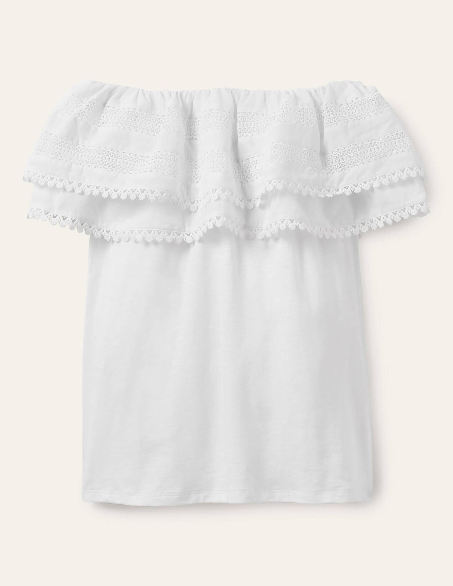 Bardot Woven Mix Detail Top-White