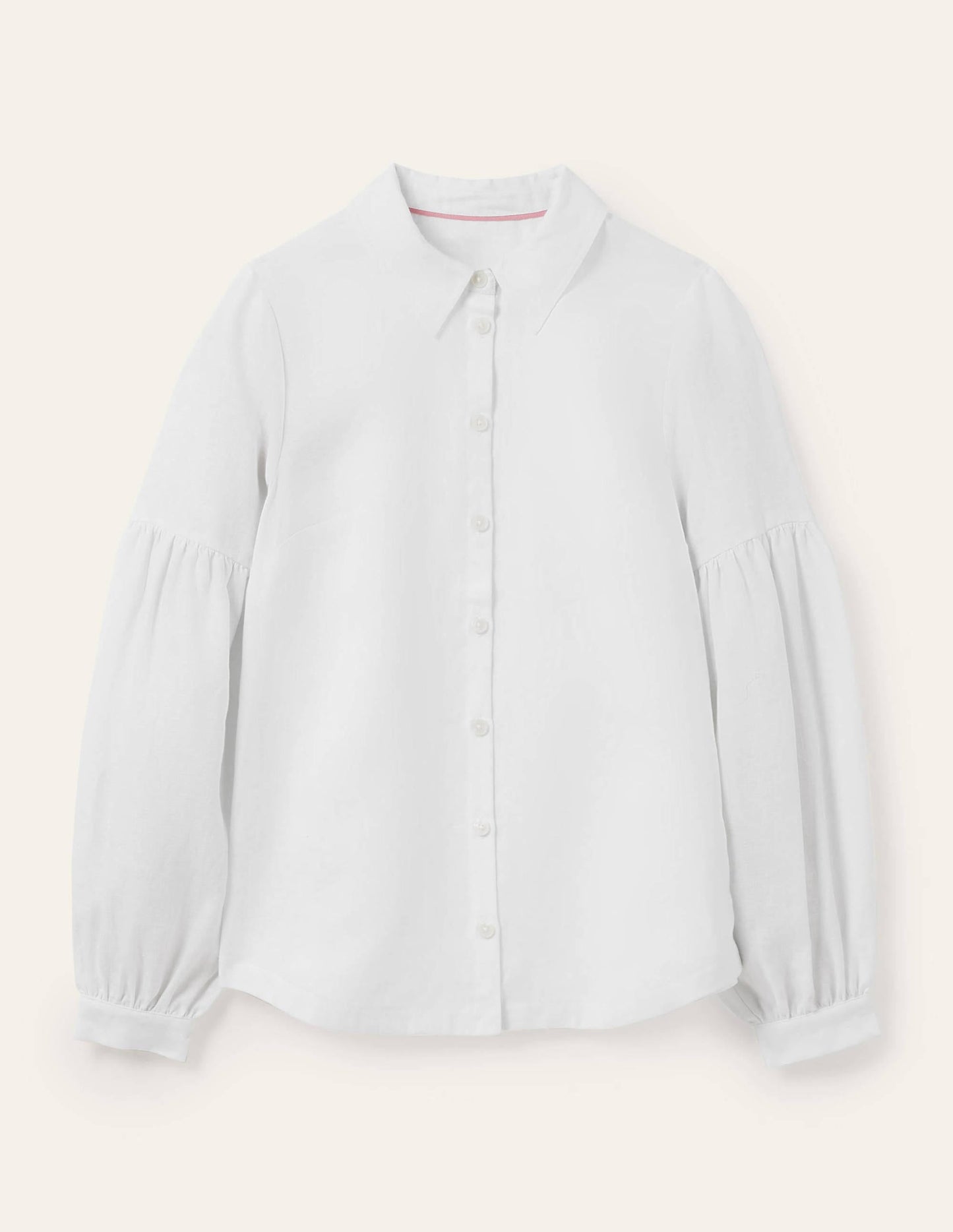 Anna Blouson Linen Shirt-White