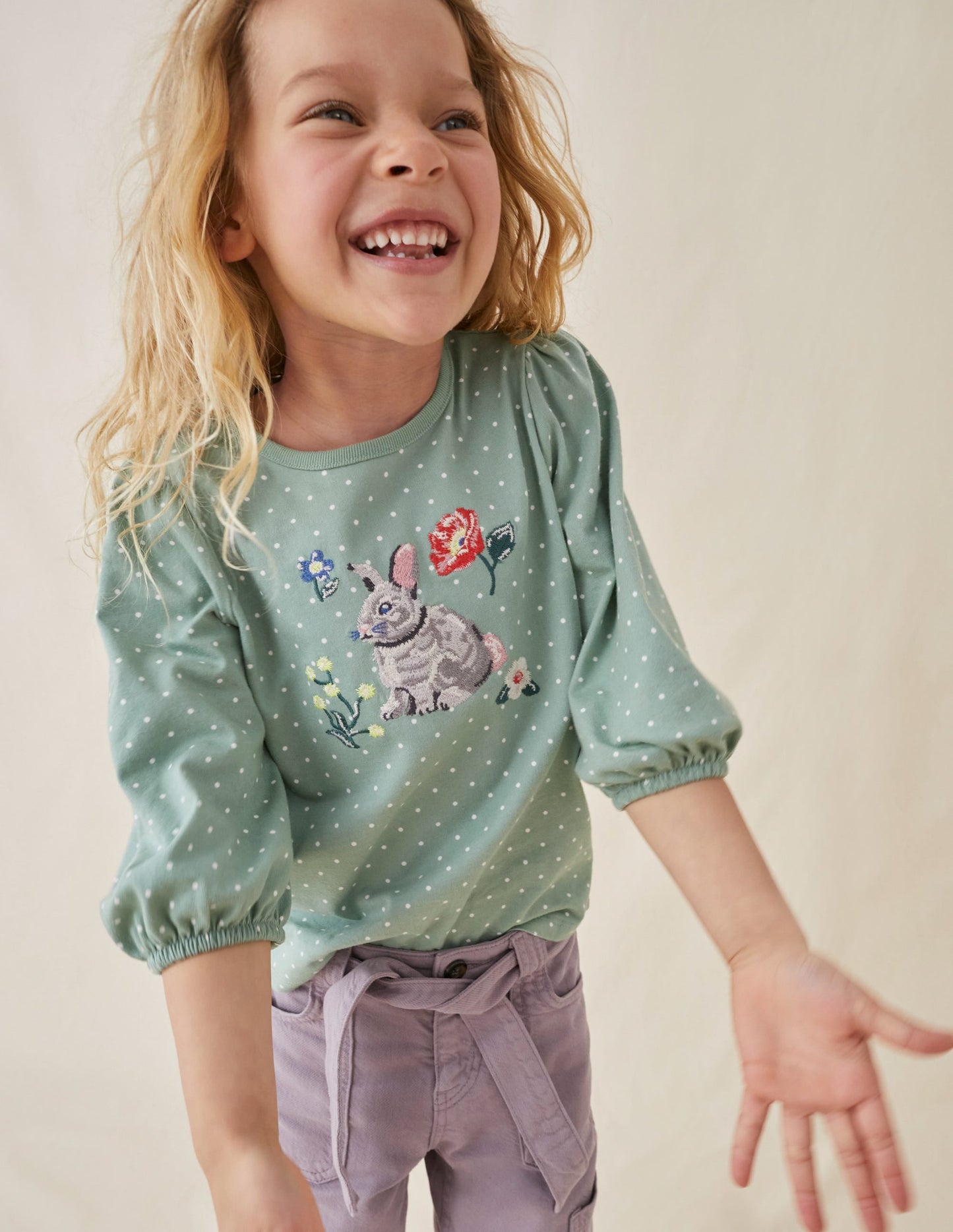 Appliqué Sleeve Detail Top-Green Smoke
