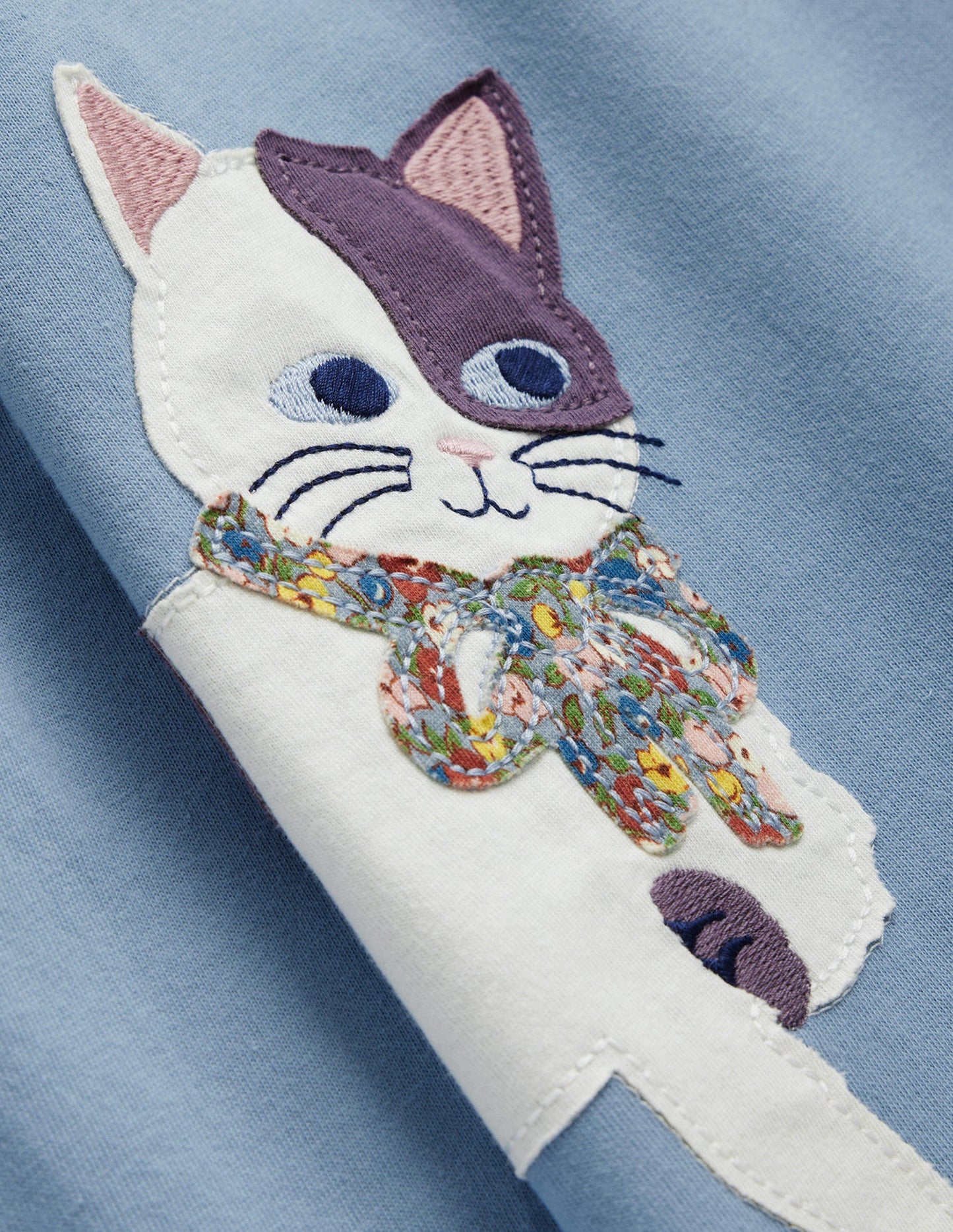 Appliqué Jersey Tunic-Pebble Blue Cats