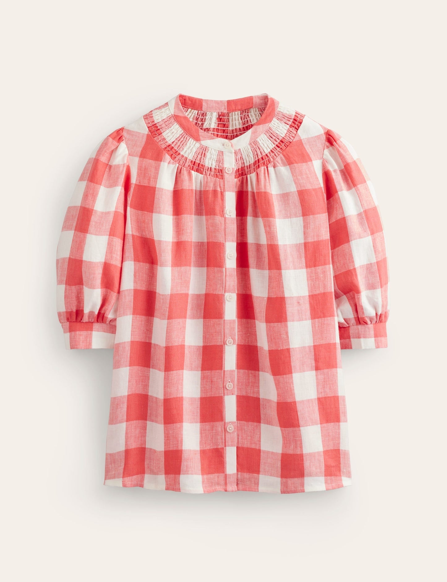 Ada Linen Top-Porcelain Rose, Gingham