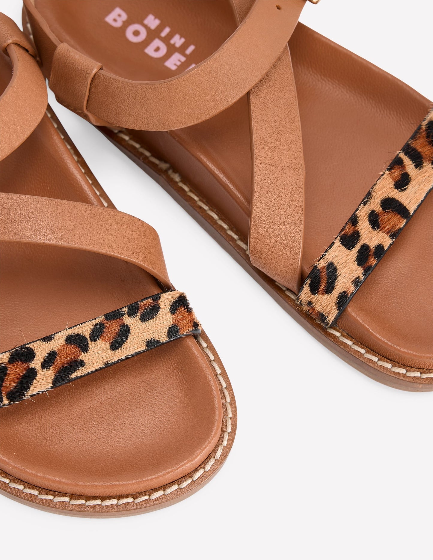 Asymmetric Cross Strap Sandals-Tan