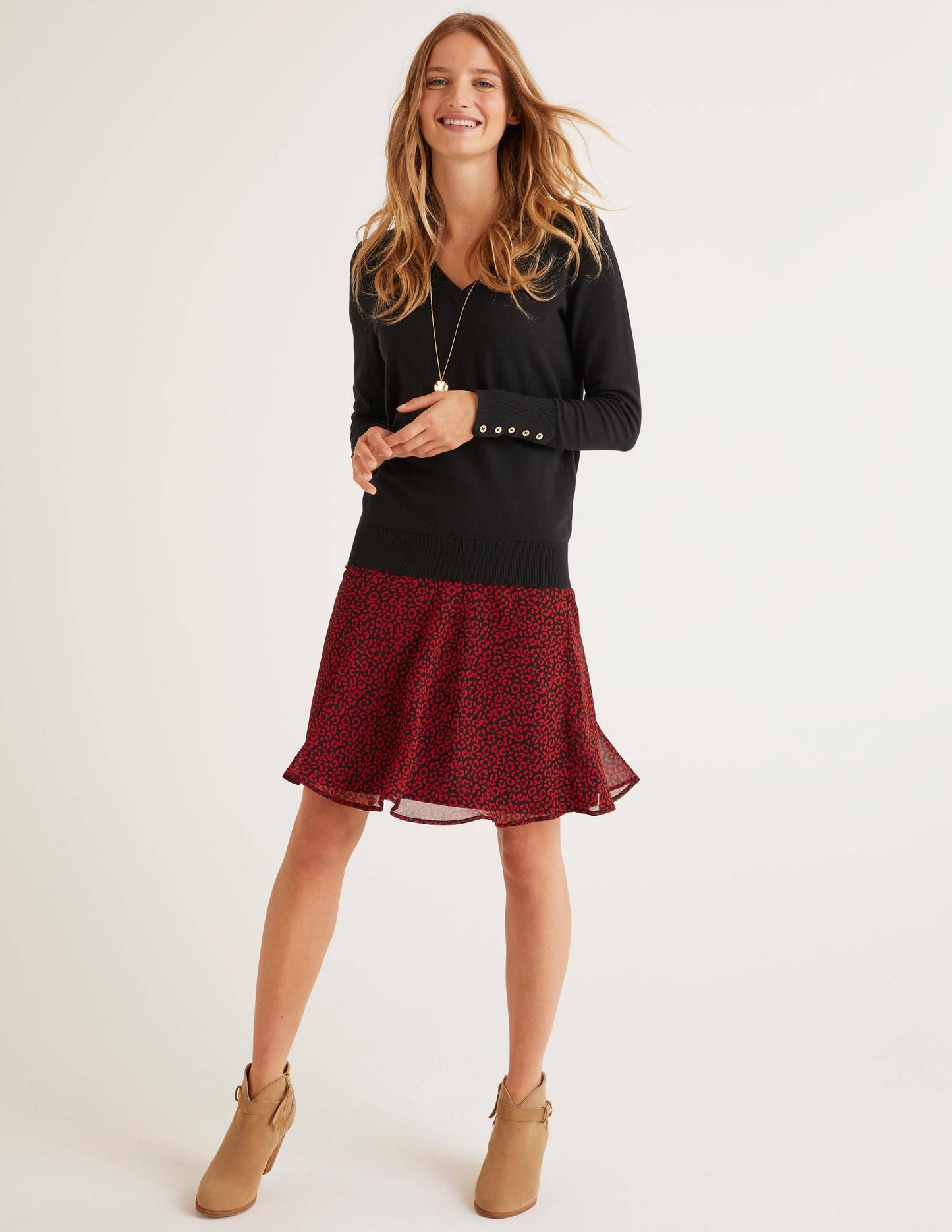 Astolat Mini Skirt-Poinsettia Animal Stamp