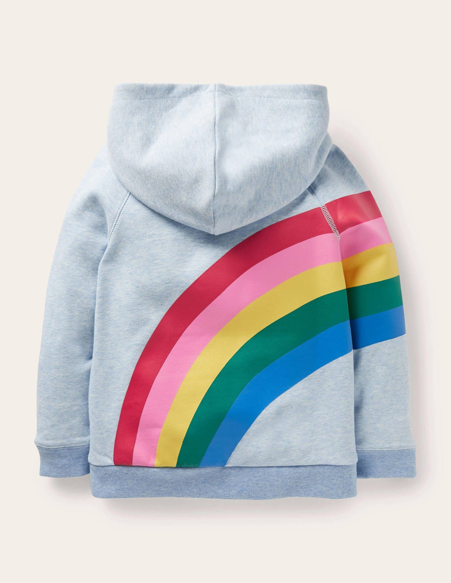 Appliqué Hoodie-Light Blue Marl Rainbow
