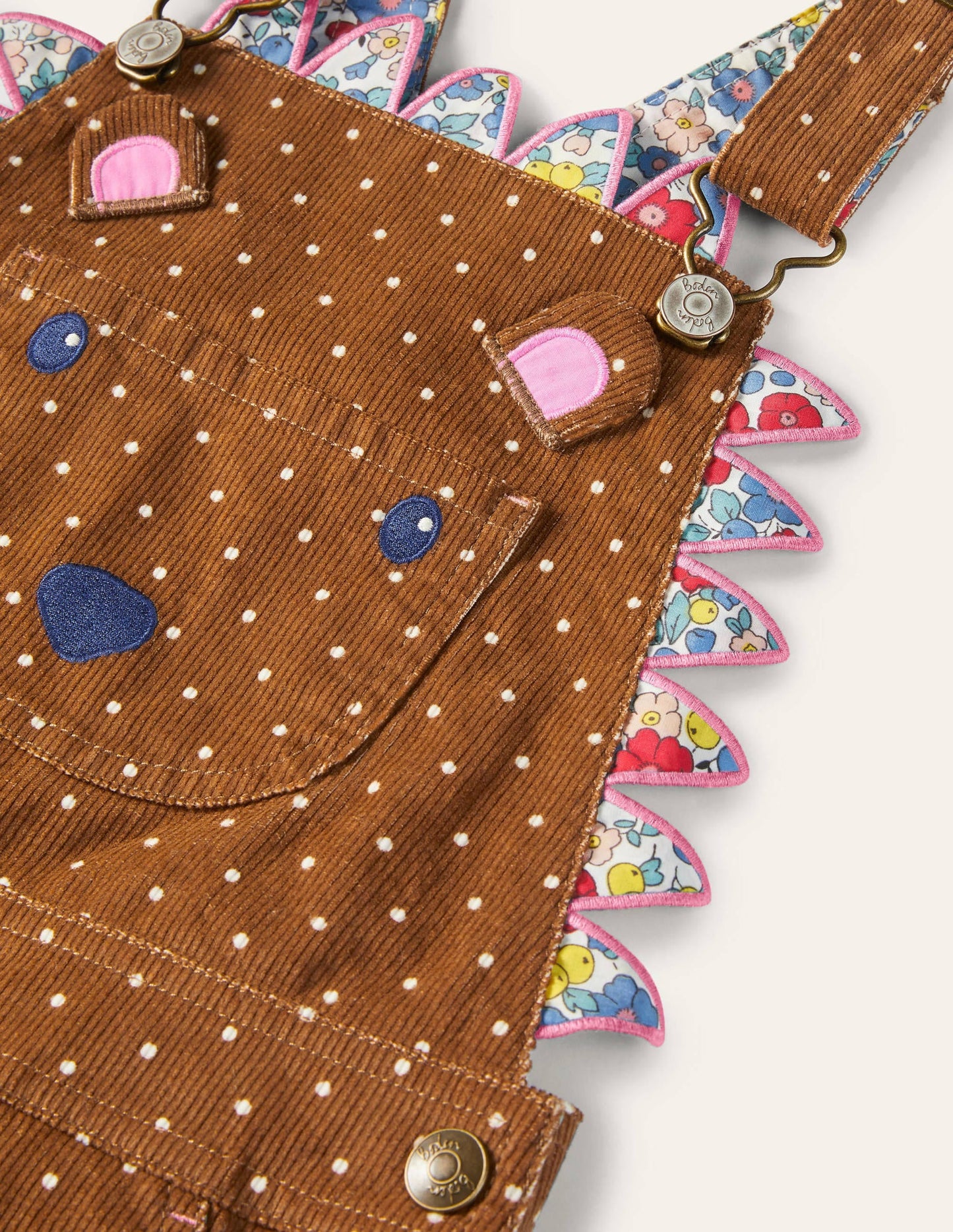 Animal Short Cord Overalls-Butterscotch Brown Hedgehog