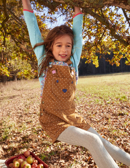 Animal Short Cord Overalls-Butterscotch Brown Hedgehog