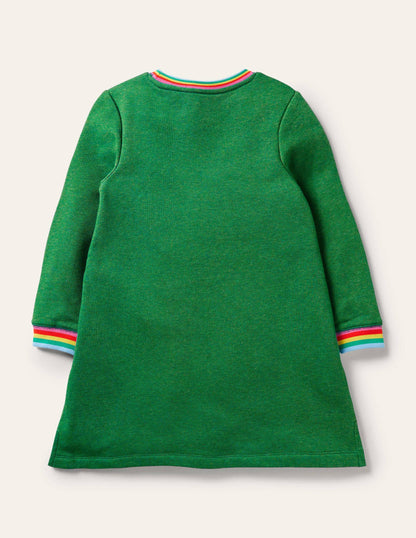 Appliqué Sweatshirt Dress-Highland Green Horses