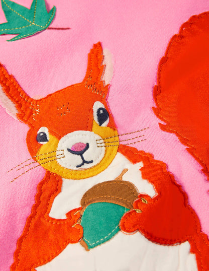 Appliqué Hoodie-Bright Petal Pink Squirrel