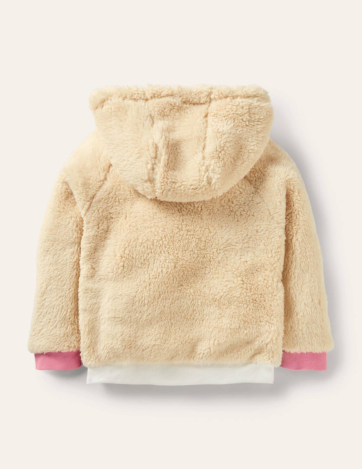 Appliqué Borg Hoodie-Natural Deer