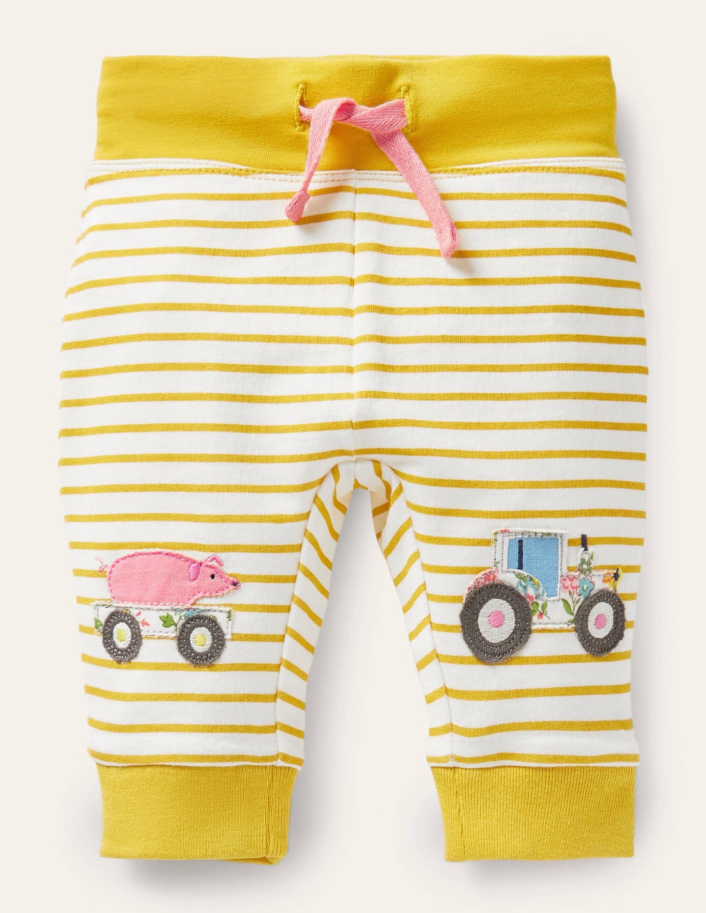 Appliqué Knee Jersey Bottoms-Ivory/Sweetcorn Yellow Farm