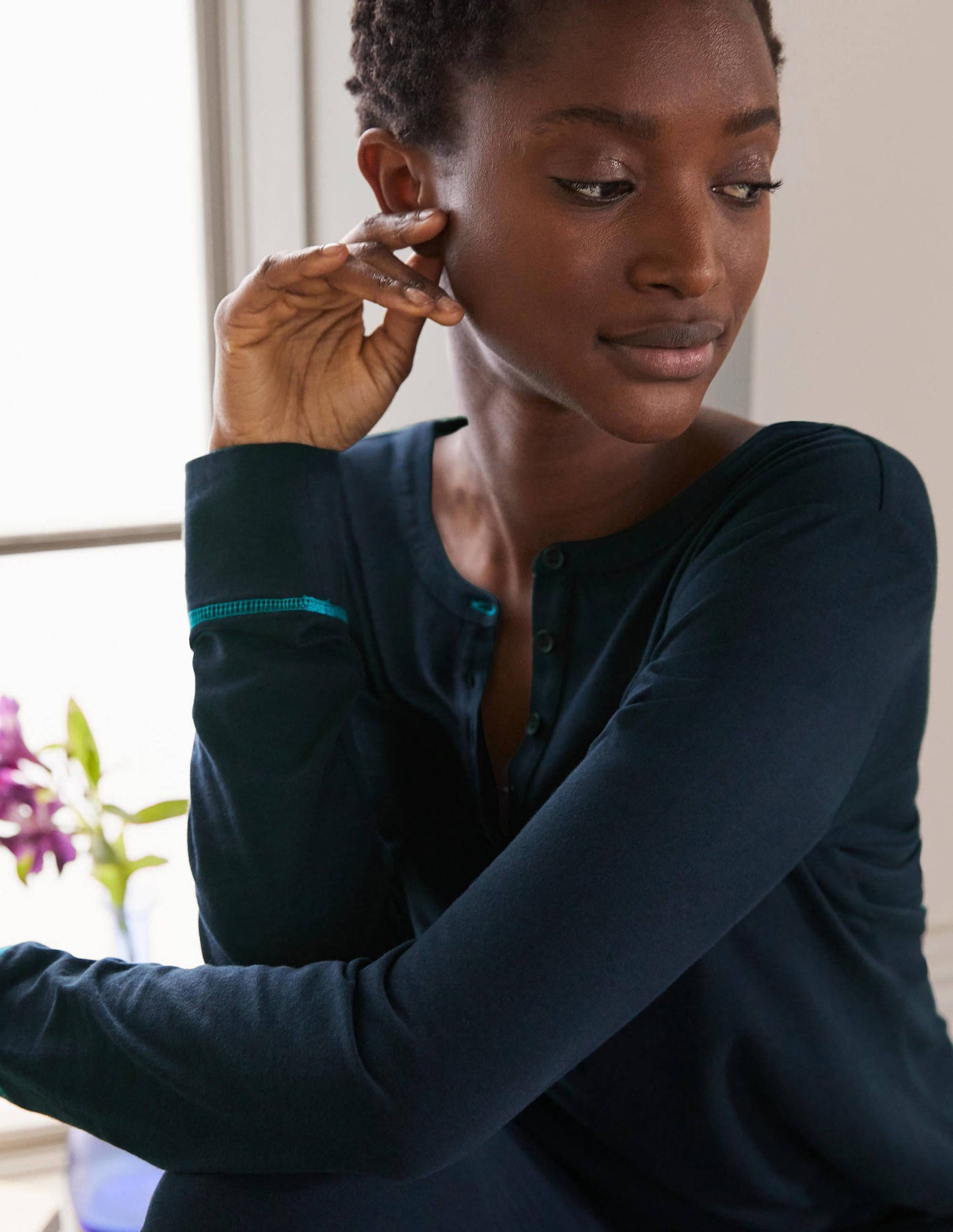Alba Jersey Pajama Top-Navy
