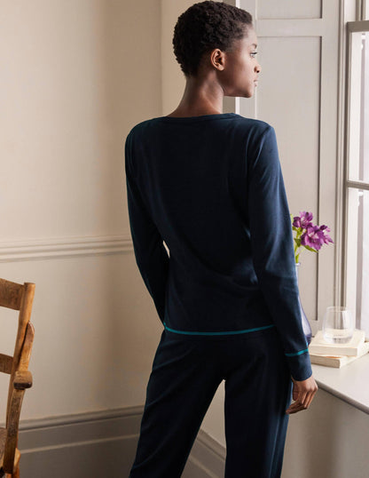 Alba Jersey Pajama Top-Navy