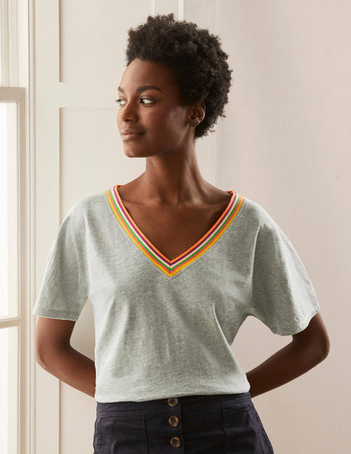 Beatrice Jersey Top-Grey Marl