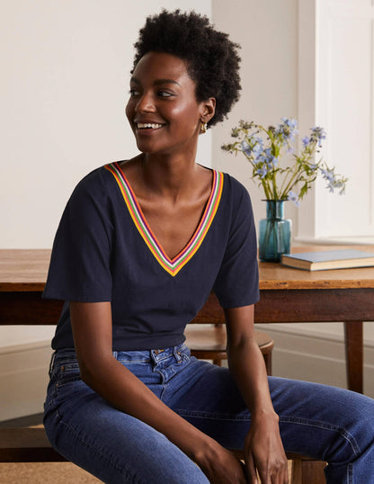 Beatrice Jersey Top-Navy