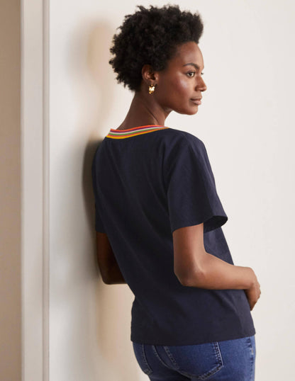 Beatrice Jersey Top-Navy