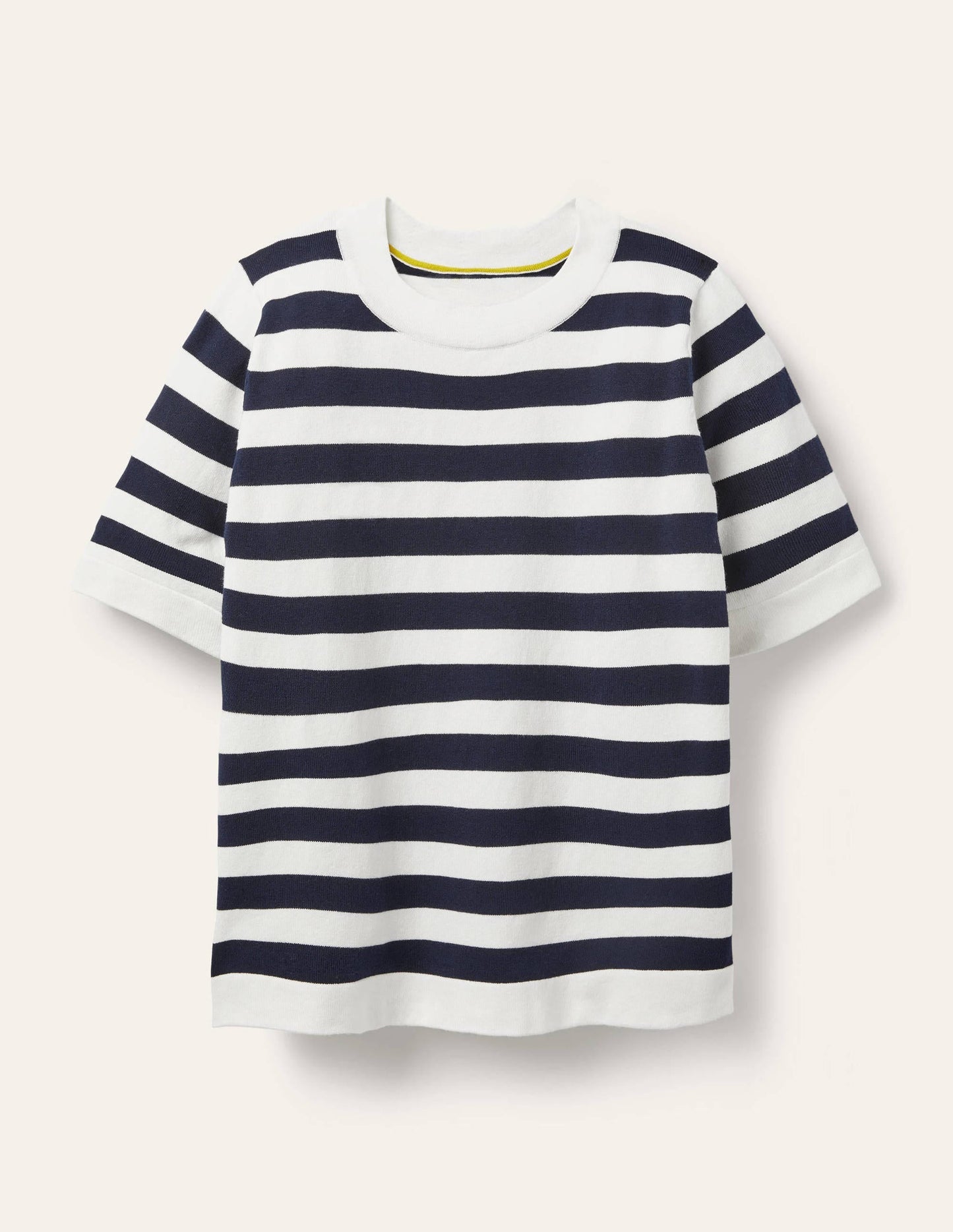 Abingdon Knitted Tee-Navy/Ivory Stripe