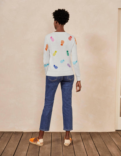 Banbury Cotton Sweater-Ivory Pineapples