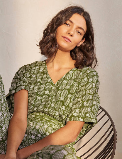 Alice Wrap Jumpsuit-Pea Pineapple Geo