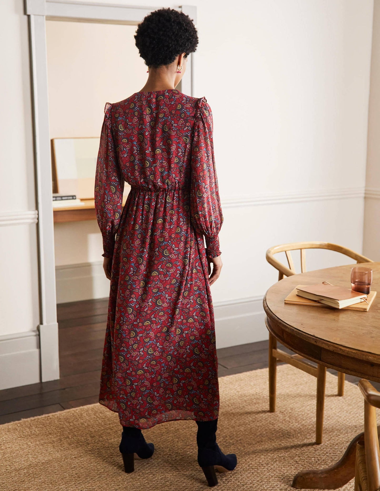 Becky Midi Wrap Dress-Winterberry, Exotic Floral