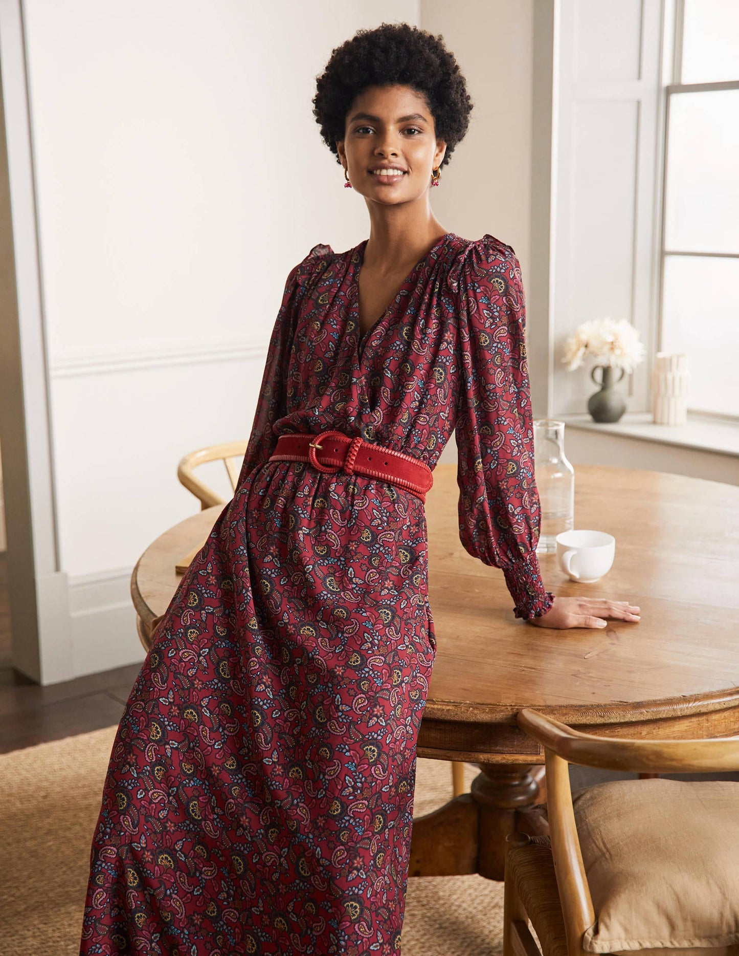 Becky Midi Wrap Dress-Winterberry, Exotic Floral