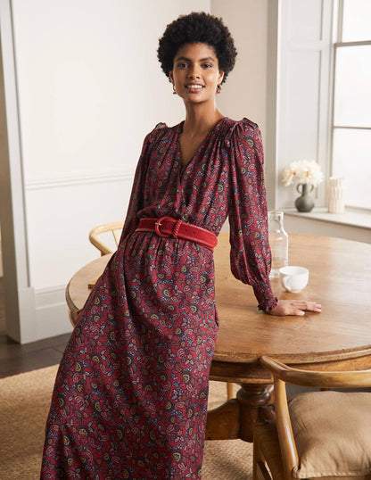 Becky Midi Wrap Dress-Winterberry, Exotic Floral