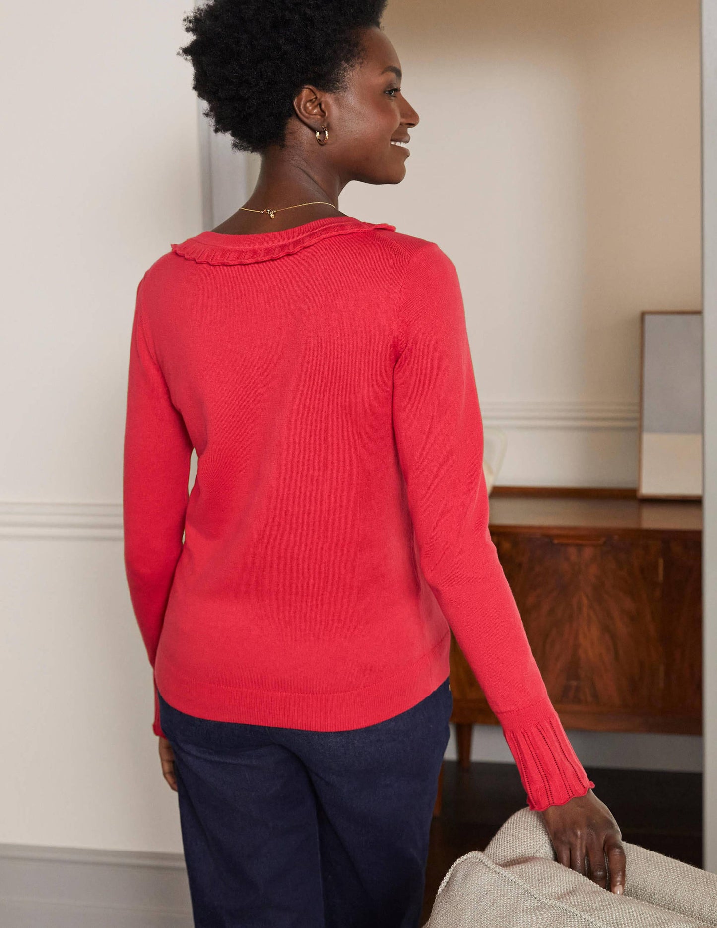 Aimee Pointelle Sweater-Bright Red