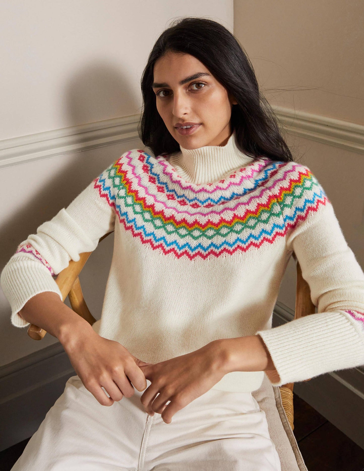 Anna Cashmere Sweater-Ivory Fair Isle