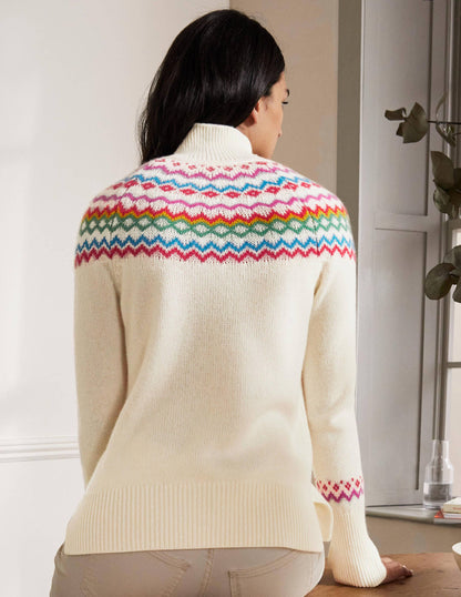 Anna Cashmere Sweater-Ivory Fair Isle