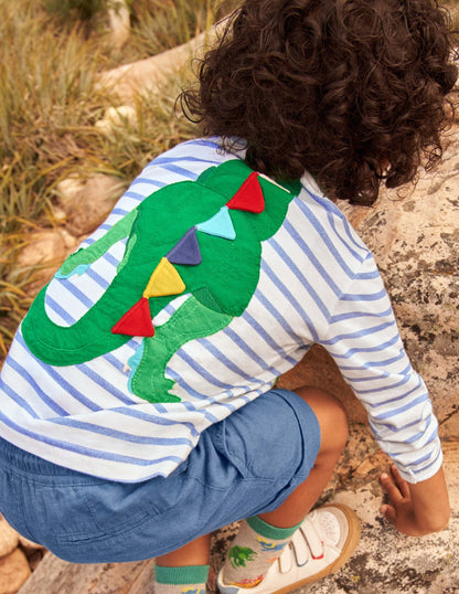 Be the Dinosaur T-shirt-Ivory/Malibu Blue Dinosaur