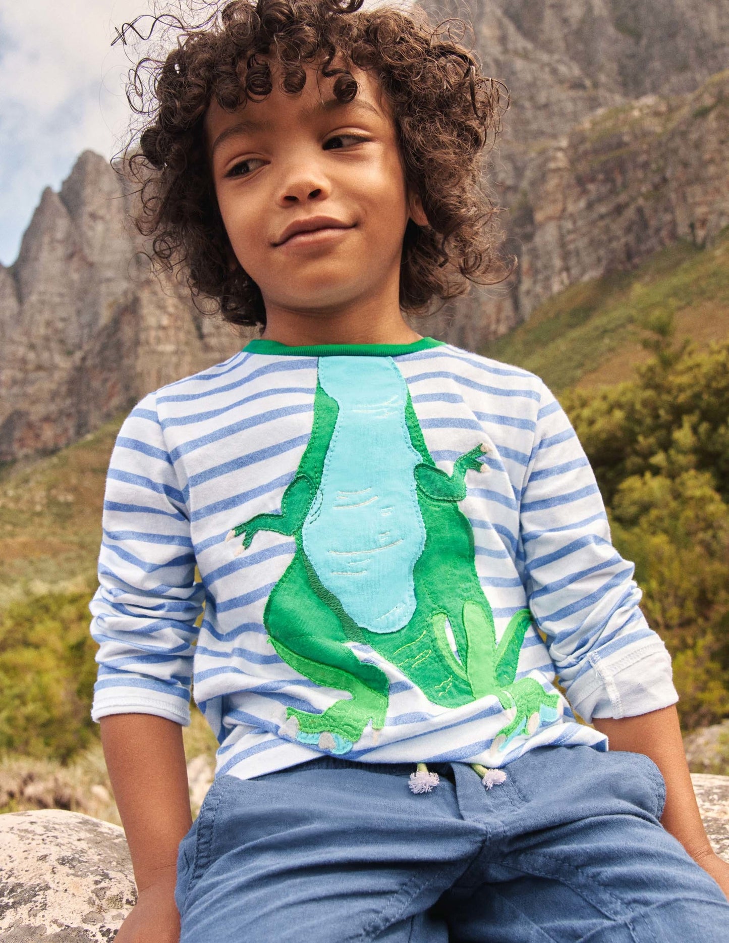Be the Dinosaur T-shirt-Ivory/Malibu Blue Dinosaur