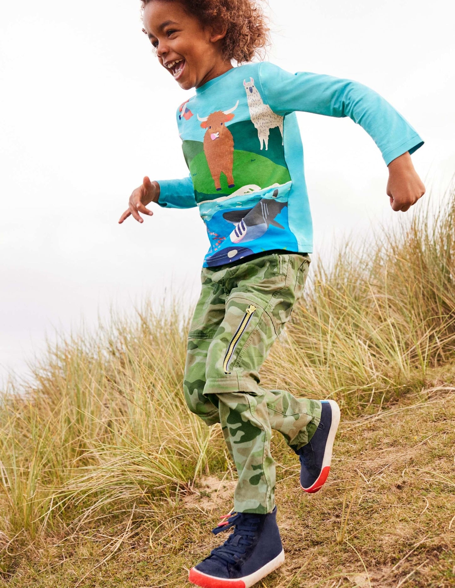 Animal Scene T-shirt-Aqua Blue Animals