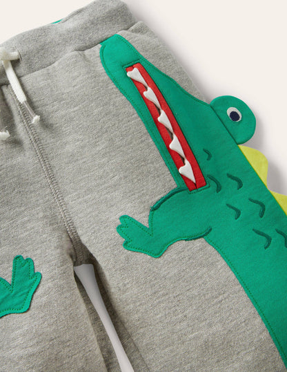Appliqué Jersey Baggies-Grey Marl Crocodile