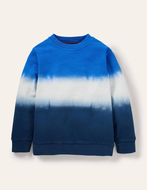 Appliqué Scene Sweatshirt-Blue Dip Dye