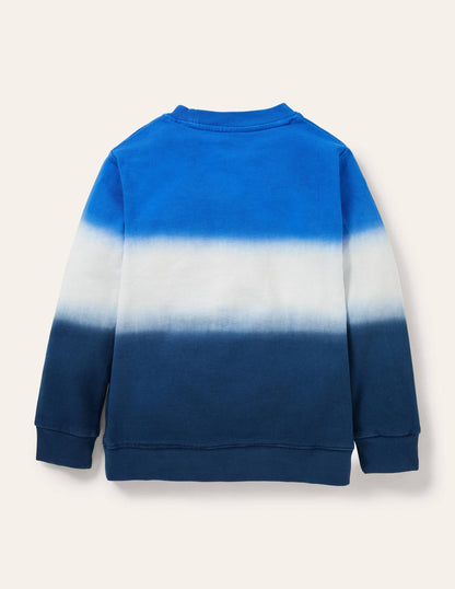 Appliqué Scene Sweatshirt-Blue Dip Dye