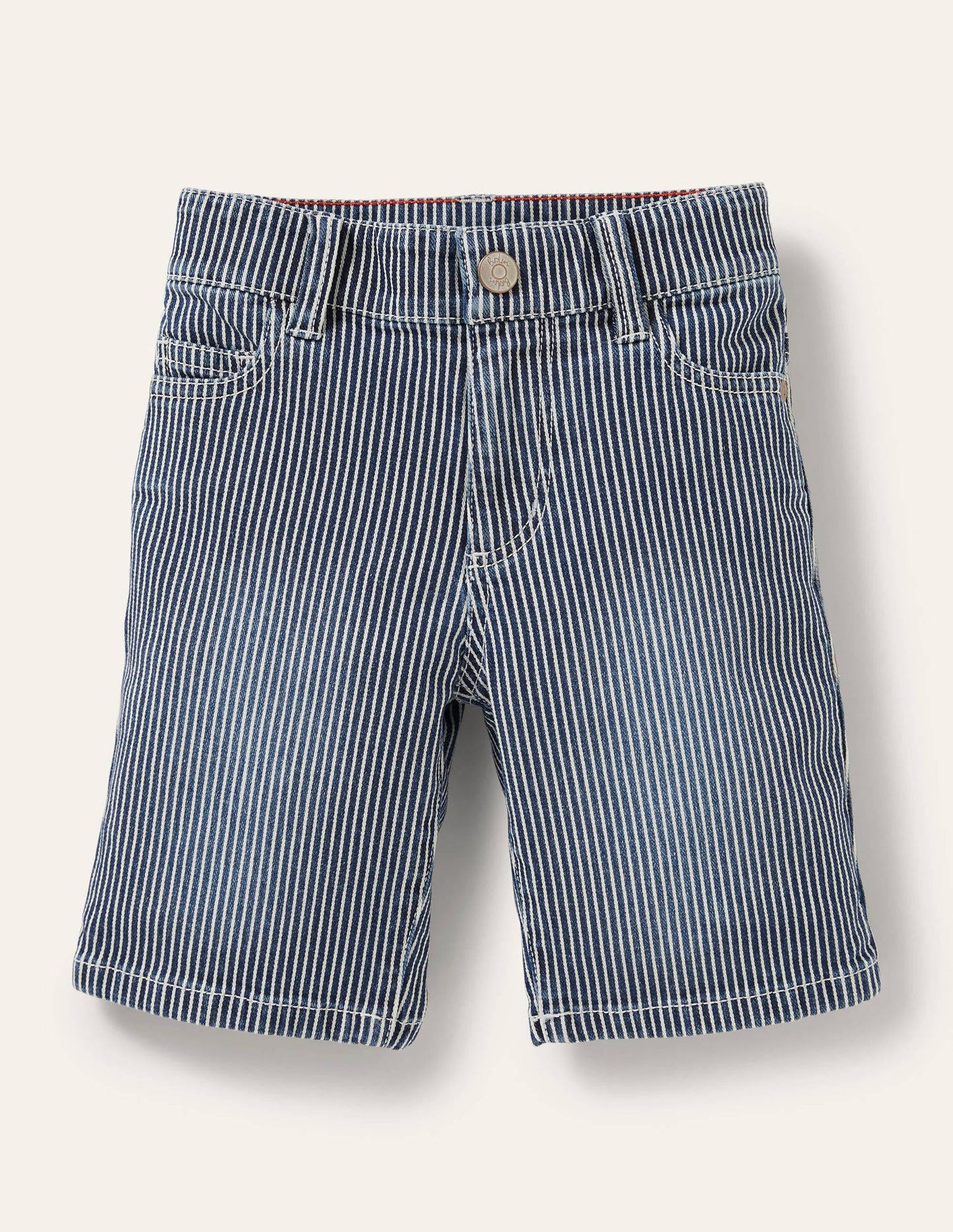 Adventure-flex Denim Shorts-Indigo Blue Ticking