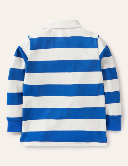 Appliqué Rugby Top-Bright Marina Blue/Ivory