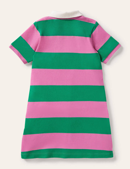 Appliqué Polo Dress-Green Pepper/Pink Horse