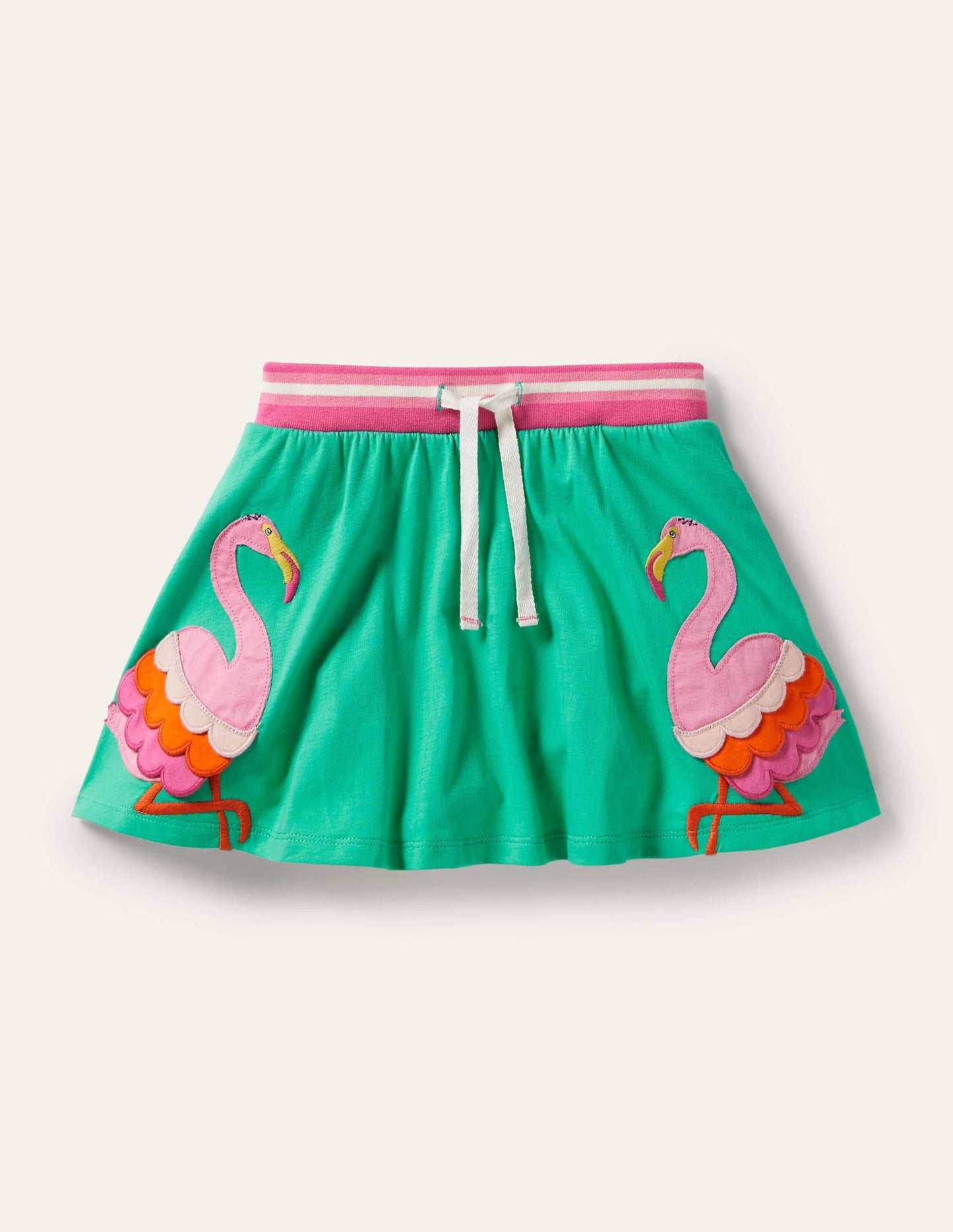 Applique Jersey Skort-Tropical Green Flamingo