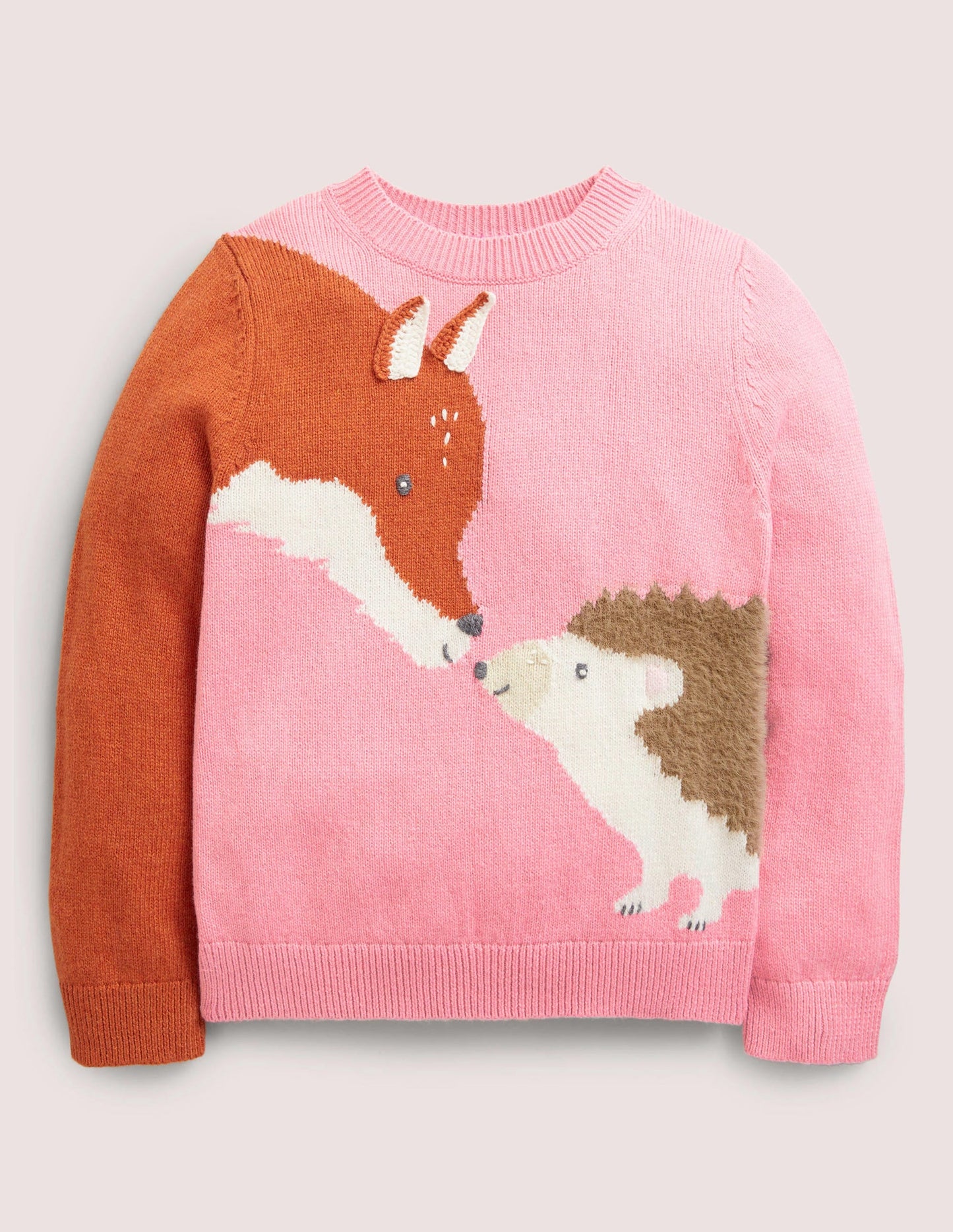 Animal Sleeve Sweater-Formica Pink Fox