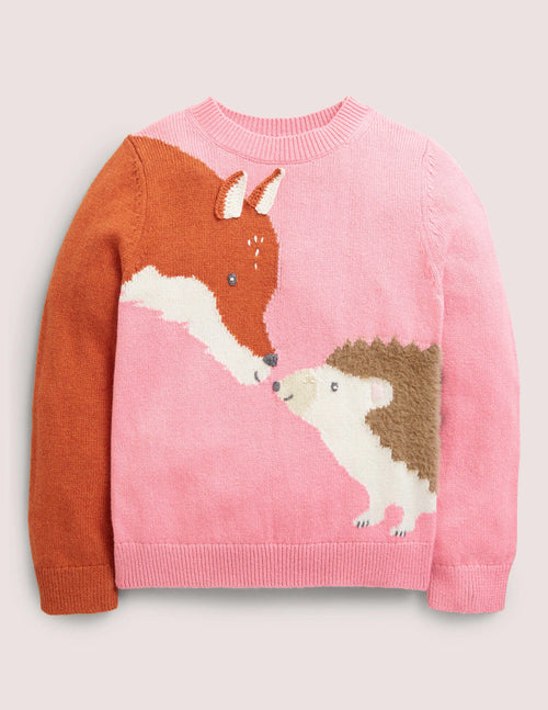 Animal Sleeve Sweater-Formica Pink Fox