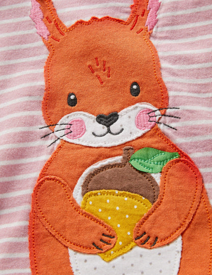 Appliqué Dress and Legging Set-Boto Pink/Ivory Squirrel