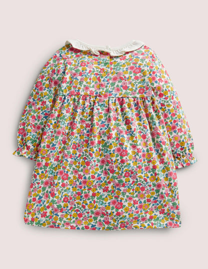 Appliqué Jersey Dress-Vintage Flowerbed Chicken