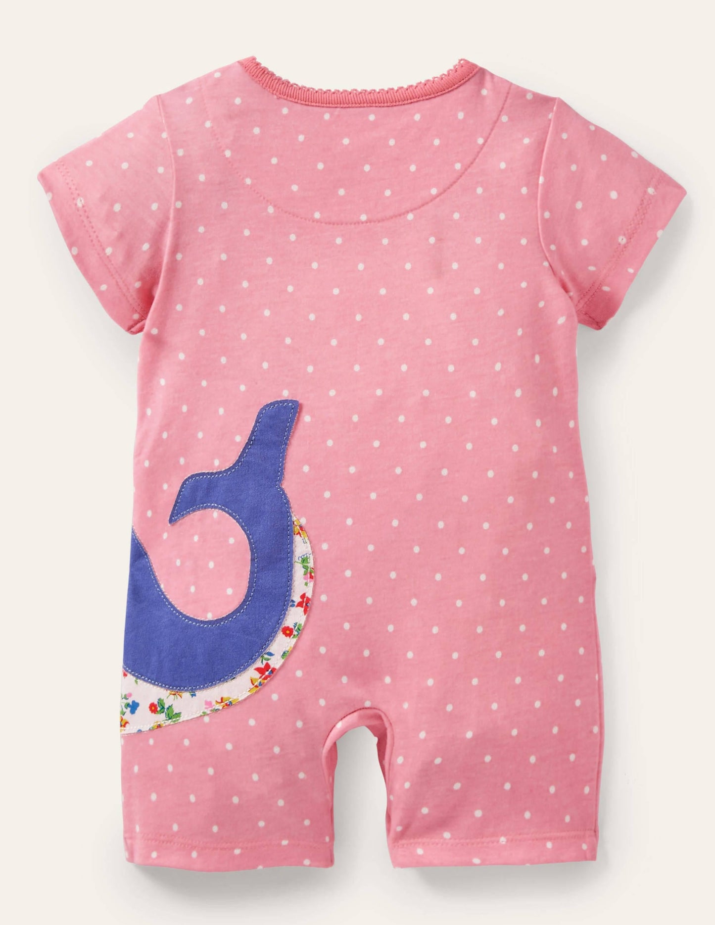 Appliqué Jersey Romper-Pink Spot Whale