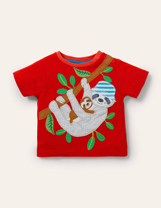 Appliqué Jersey T-shirt-Strawberry Sloths