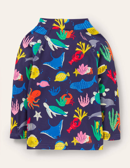 Appliqué Rash Guard-Starboard Blue Under The Sea