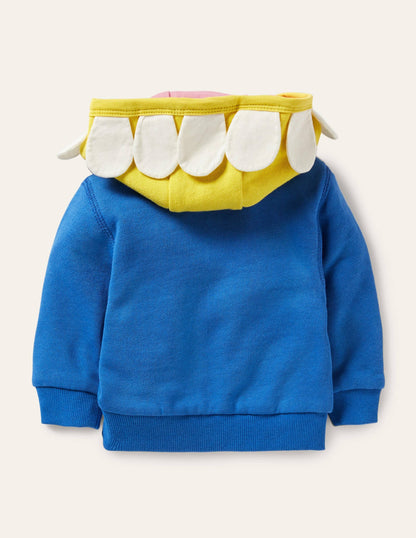 Appliqué Hoodie-Blue Flower